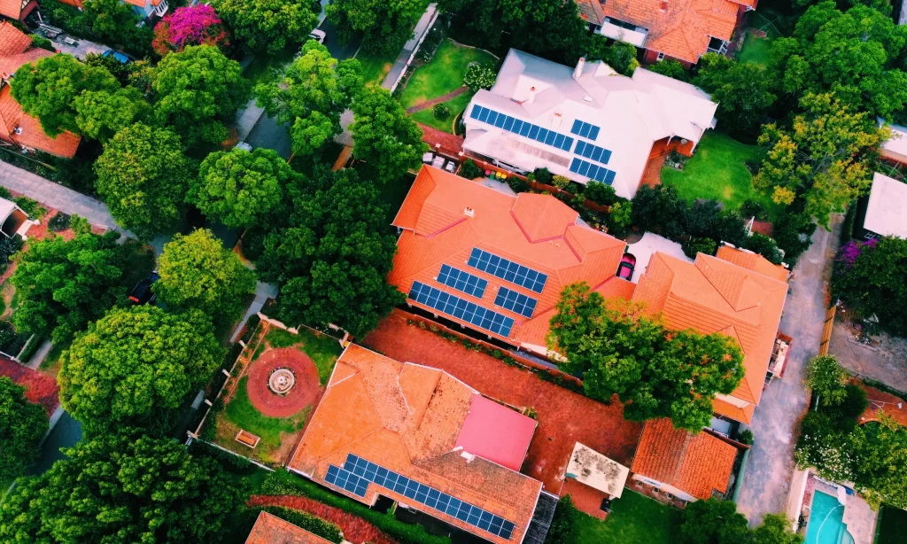 Solar panels on roof